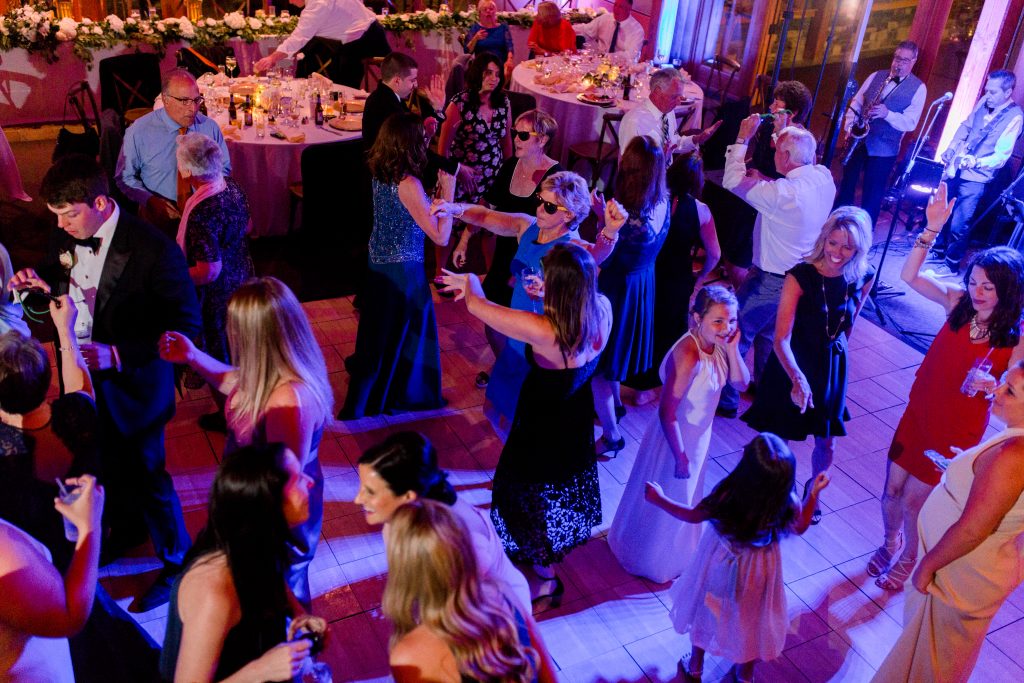 people dancing at a wedding to a live wedding band in Connecticut